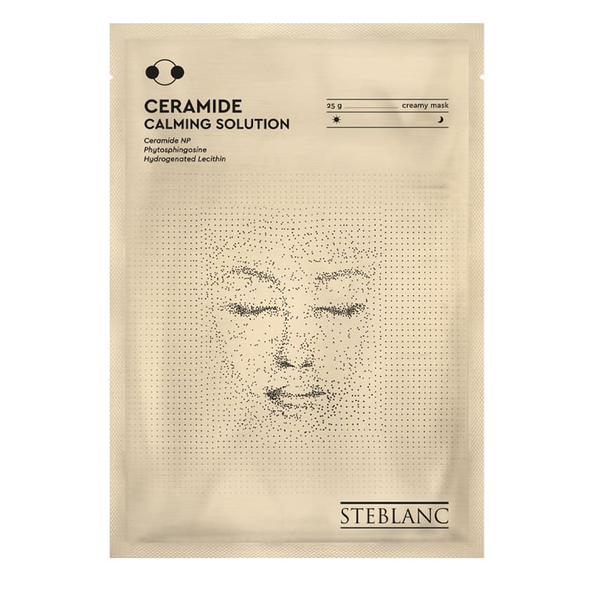 фото Тканевая крем маска для лица успокаивающая с церамидами steblanc