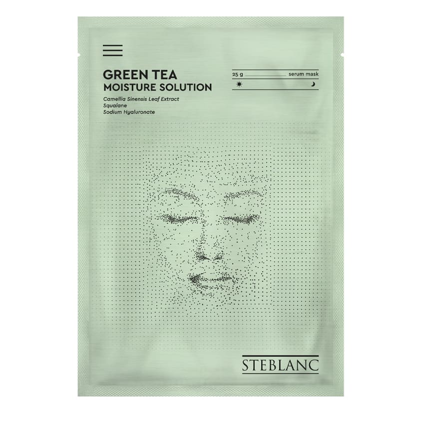 фото Тканевая маска сыворотка для лица увлажняющая с экстрактом зеленого чая steblanc
