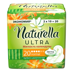 

NATURELLA Ultra Женские гигиенические прокладки с крылышками ароматизированные Мягкость Календулы Normal Deo Duo 20 шт.