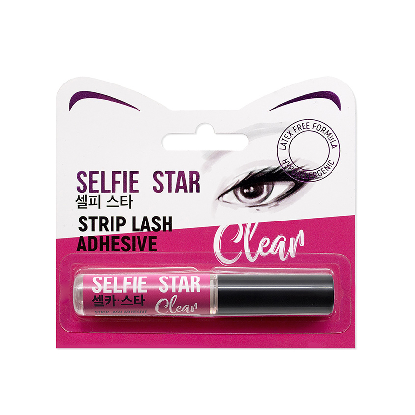 фото Клей для накладных ресниц с кисточкой, прозрачный,strip lash adhesive clear selfie star