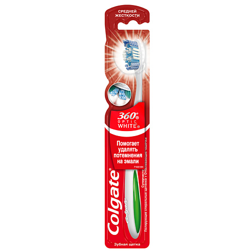 

COLGATE Отбеливающая зубная щетка Colgate 360 Optic White, средней жесткости синяя