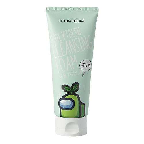 фото Holika holika очищающая пенка для лица among us daily fresh green tea cleansing foam