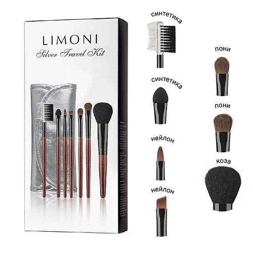 фото Limoni набор кистей silver travel kit